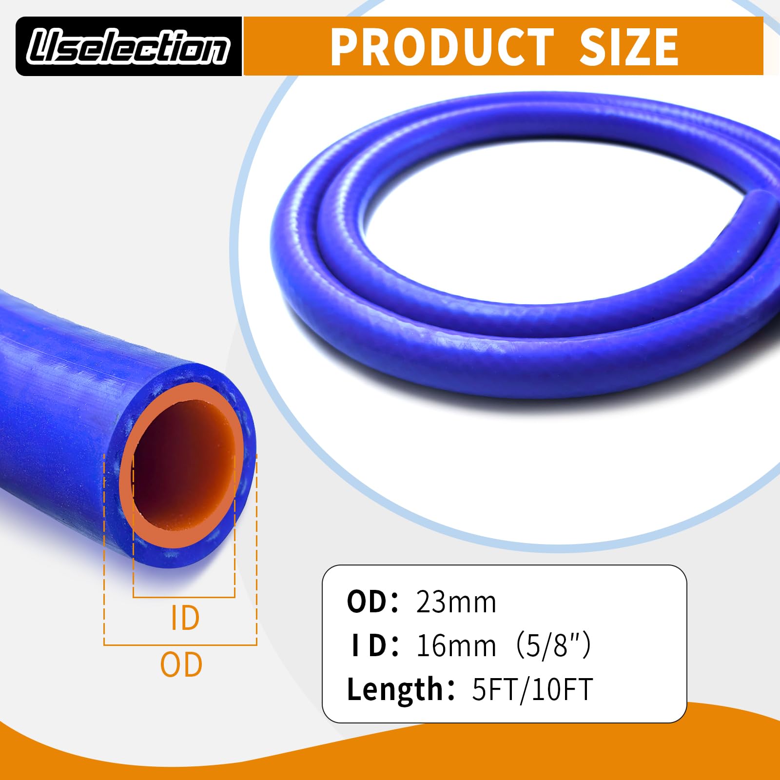 Uselection cut end showing 5/8" inner diameter for accurate fit and easy trimming