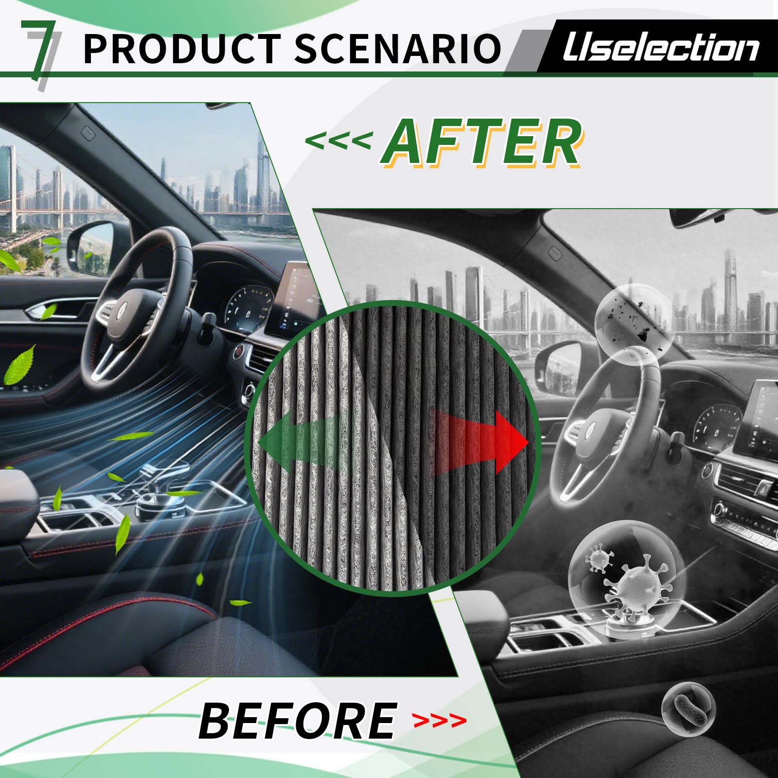 Uselection filters beside a BMW ready for service indicating reliable maintenance