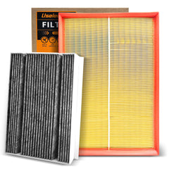 Uselection cabin and engine filter kit front packaging showing contents and fitment