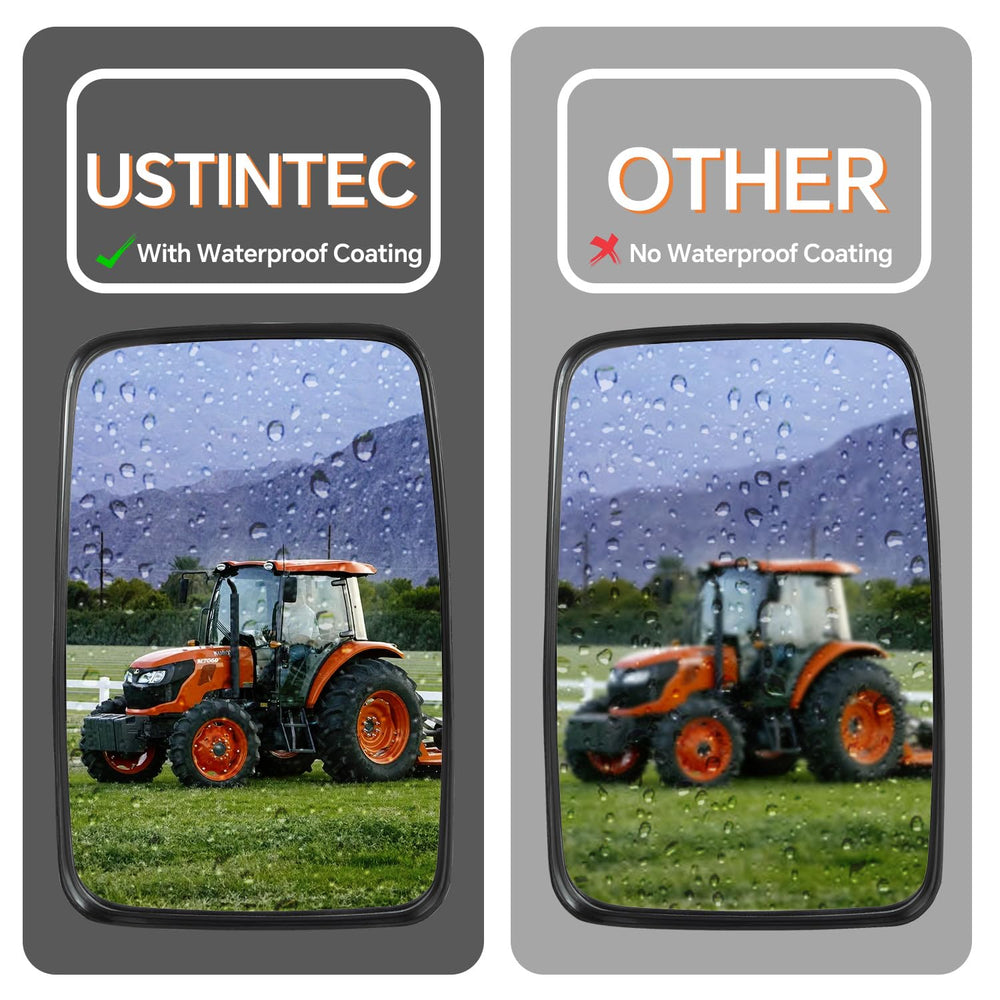 ustintec mirror beside measuring ruler showing dimensions for correct fitment comparison