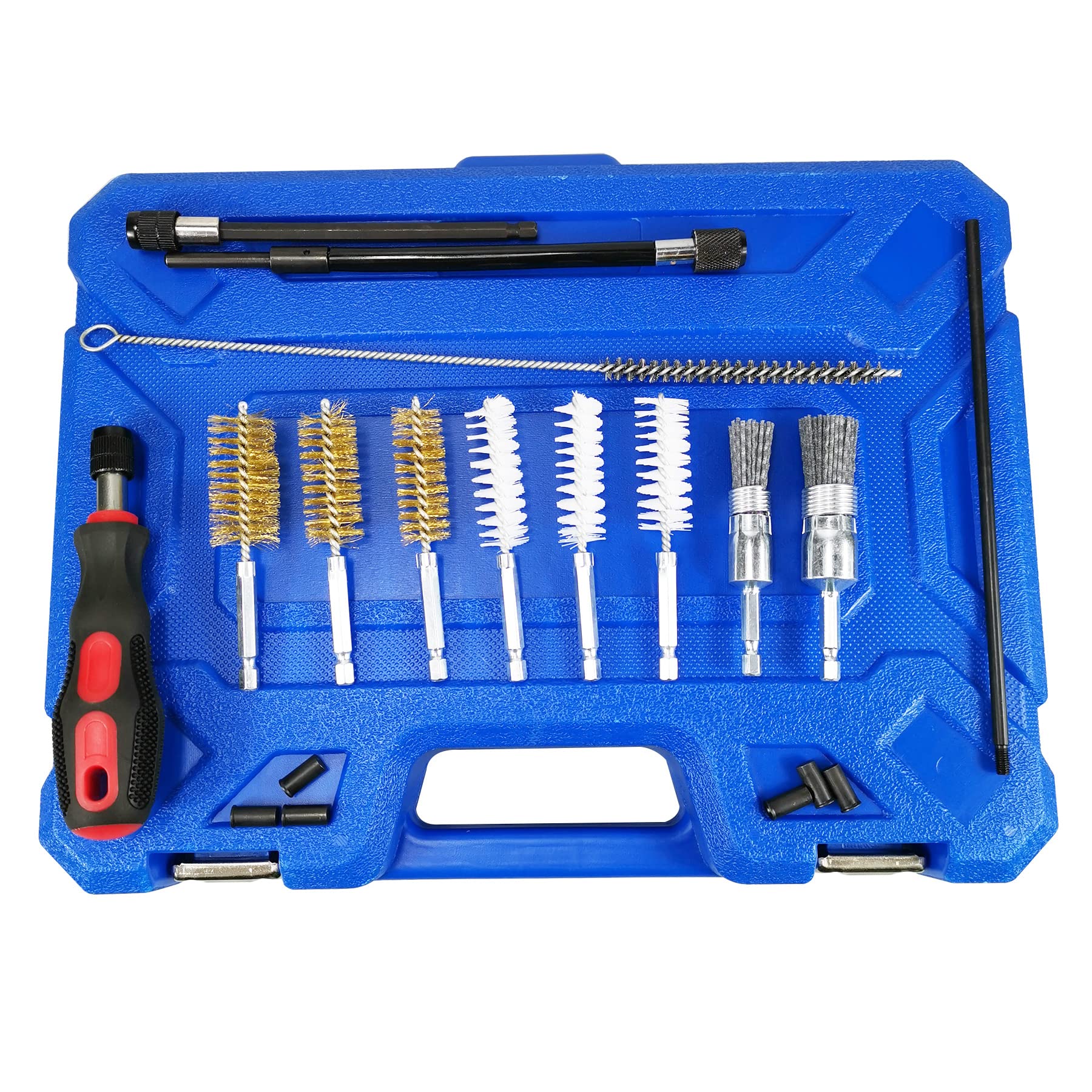 UTMALL closeup of brass nylon silicone and wire brushes showing size range benefit precision fit
