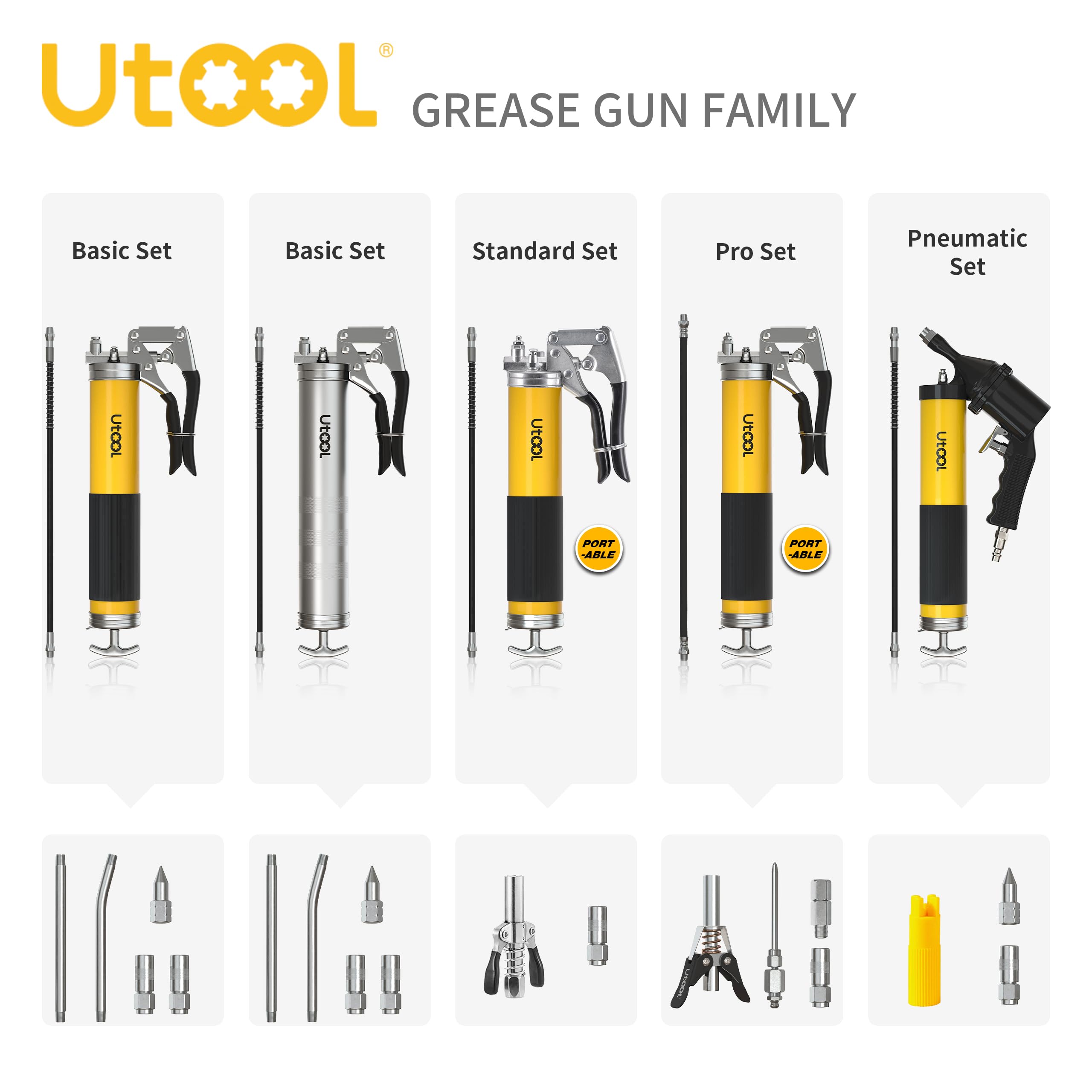UTOOL grease gun in hand showing scale and ergonomic ease during use