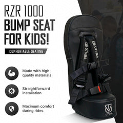 UTVMA bump seat installed in RZR rear position improving child visibility