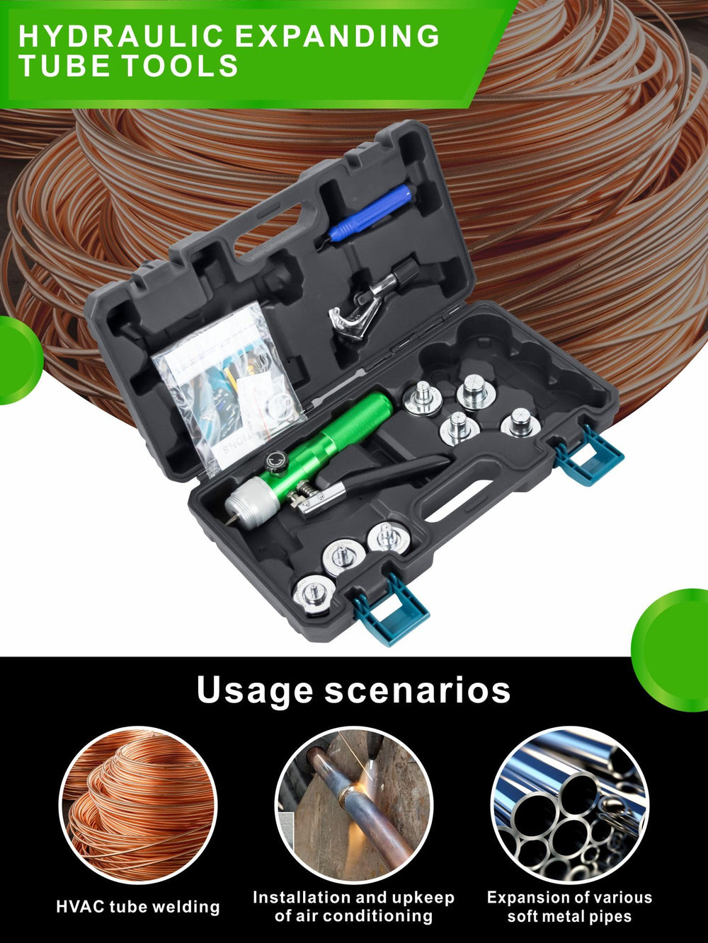 UTZIKO seven-die set close-up highlighting sizes 3/8" to 1-1/8" for versatility