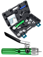 UTZIKO hydraulic swager front view showing pump and handle for faster swaging