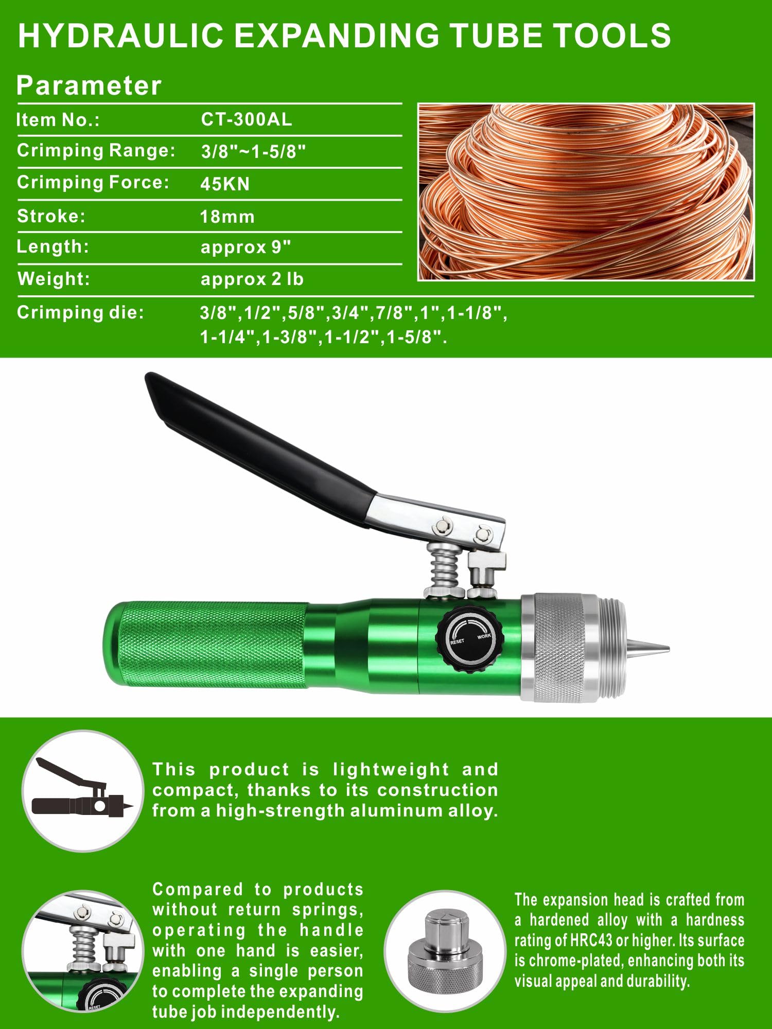UTZIKO tool in use on copper tube demonstrating consistent expansion for better joints