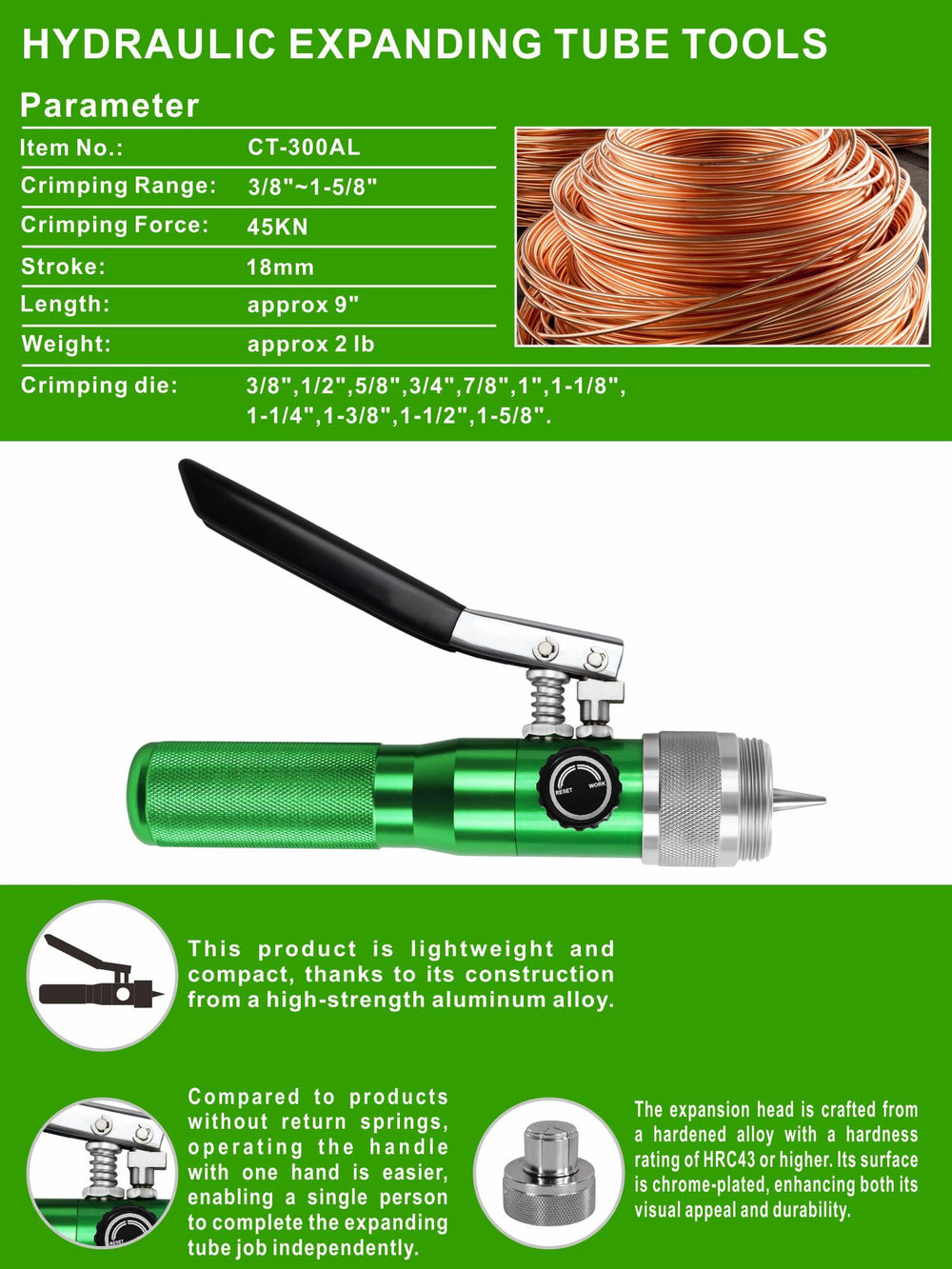 UTZIKO tool in use on copper tube demonstrating consistent expansion for better joints