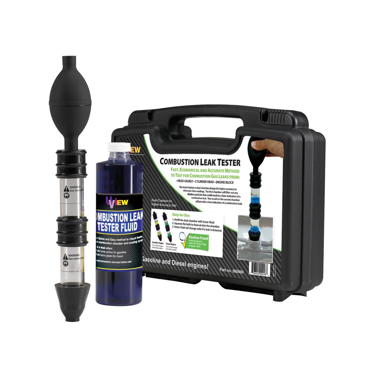 UView front view of dual-chamber tester showing components and easy operation benefit