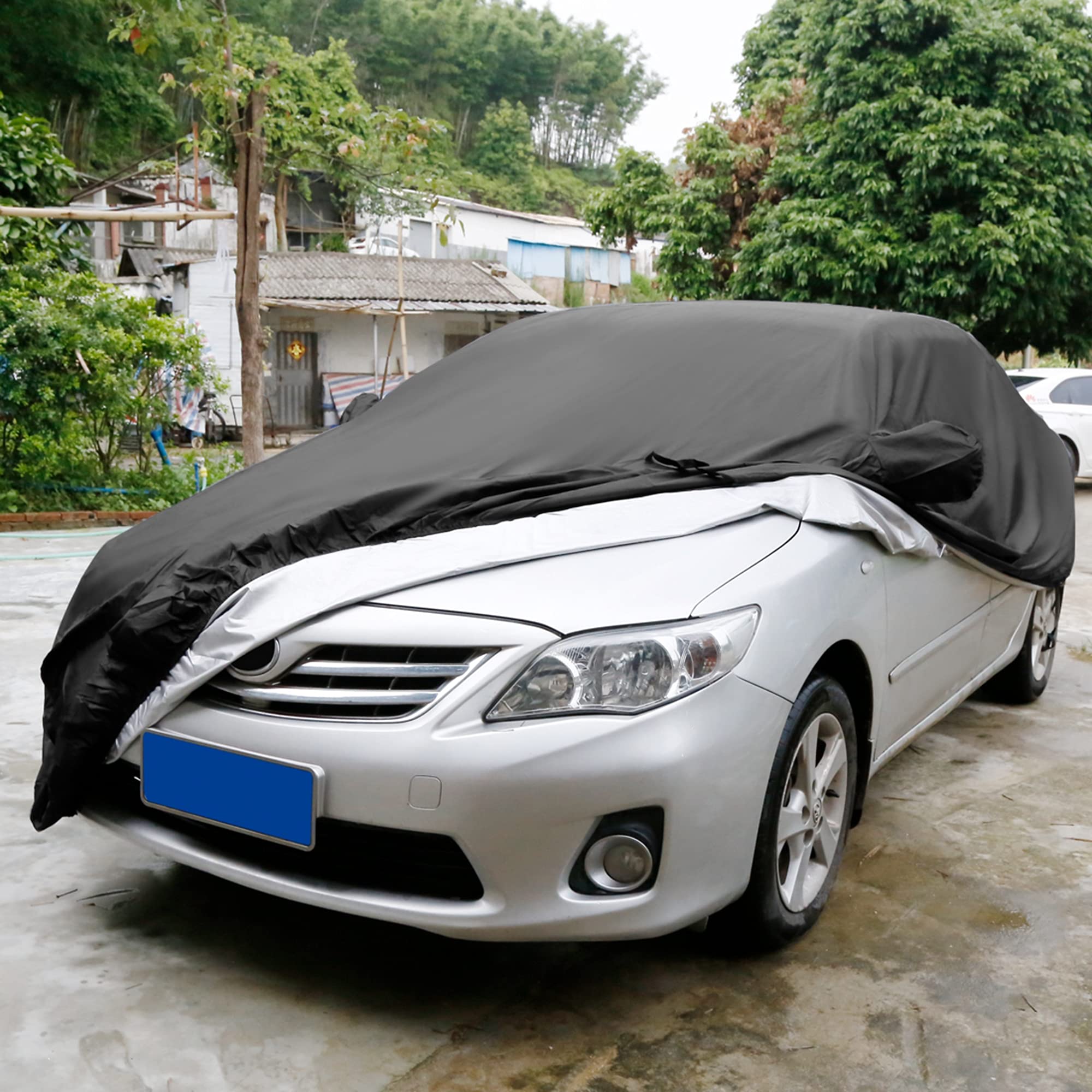 uxcell full car side view installed on sedan, provides full coverage