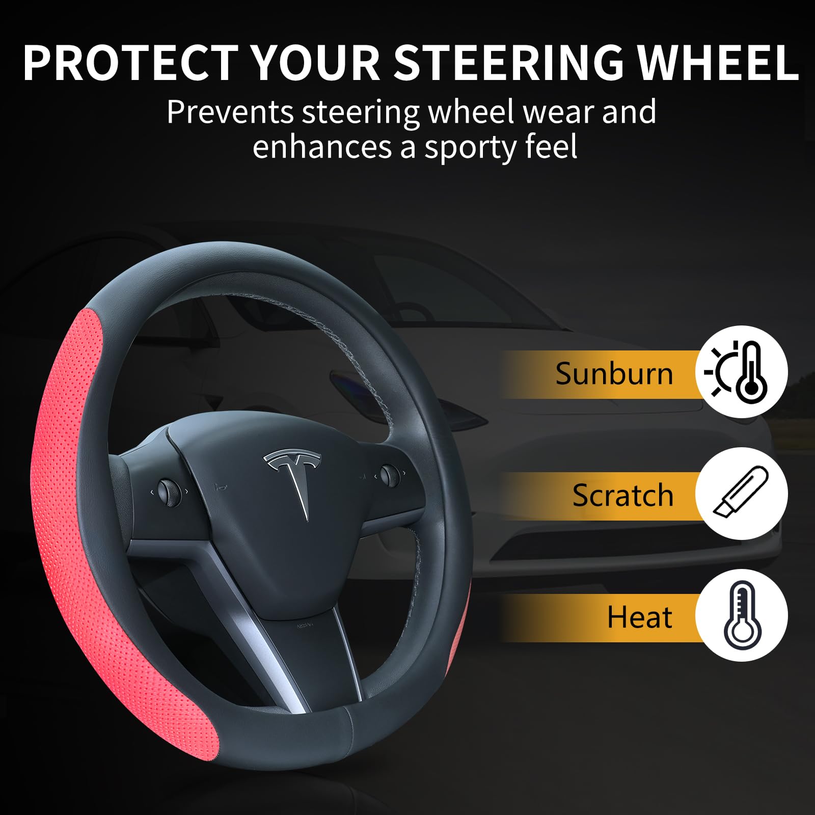 Uxcer cover in Tesla interior lifestyle shot adding sporty visual upgrade