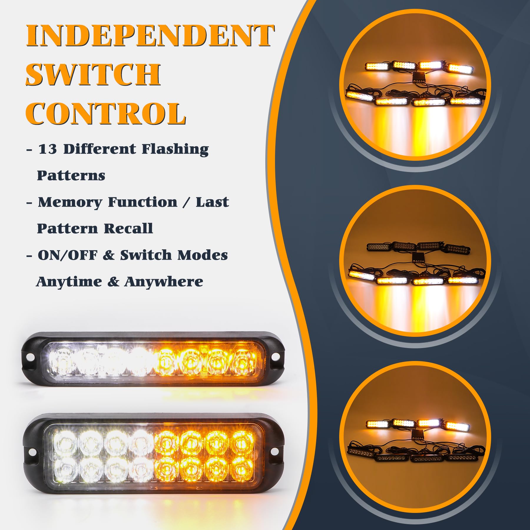 V-SEK close-up of LED module showing bright diodes and durable lens benefit