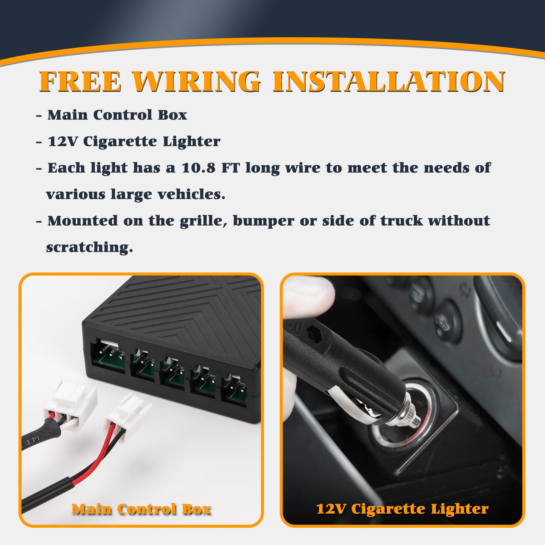 V-SEK light mounted on bumper showing low-profile fit and improved warning