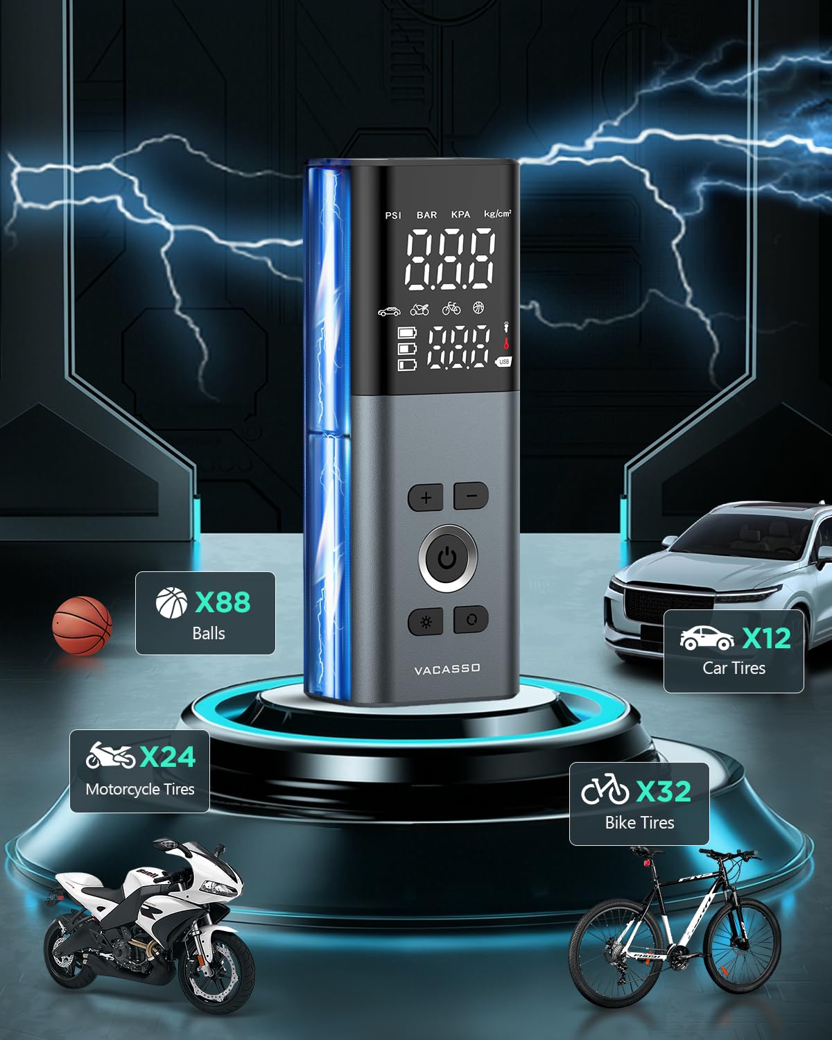 VACASSO stored in a car trunk showing compact storage and travel convenience benefit