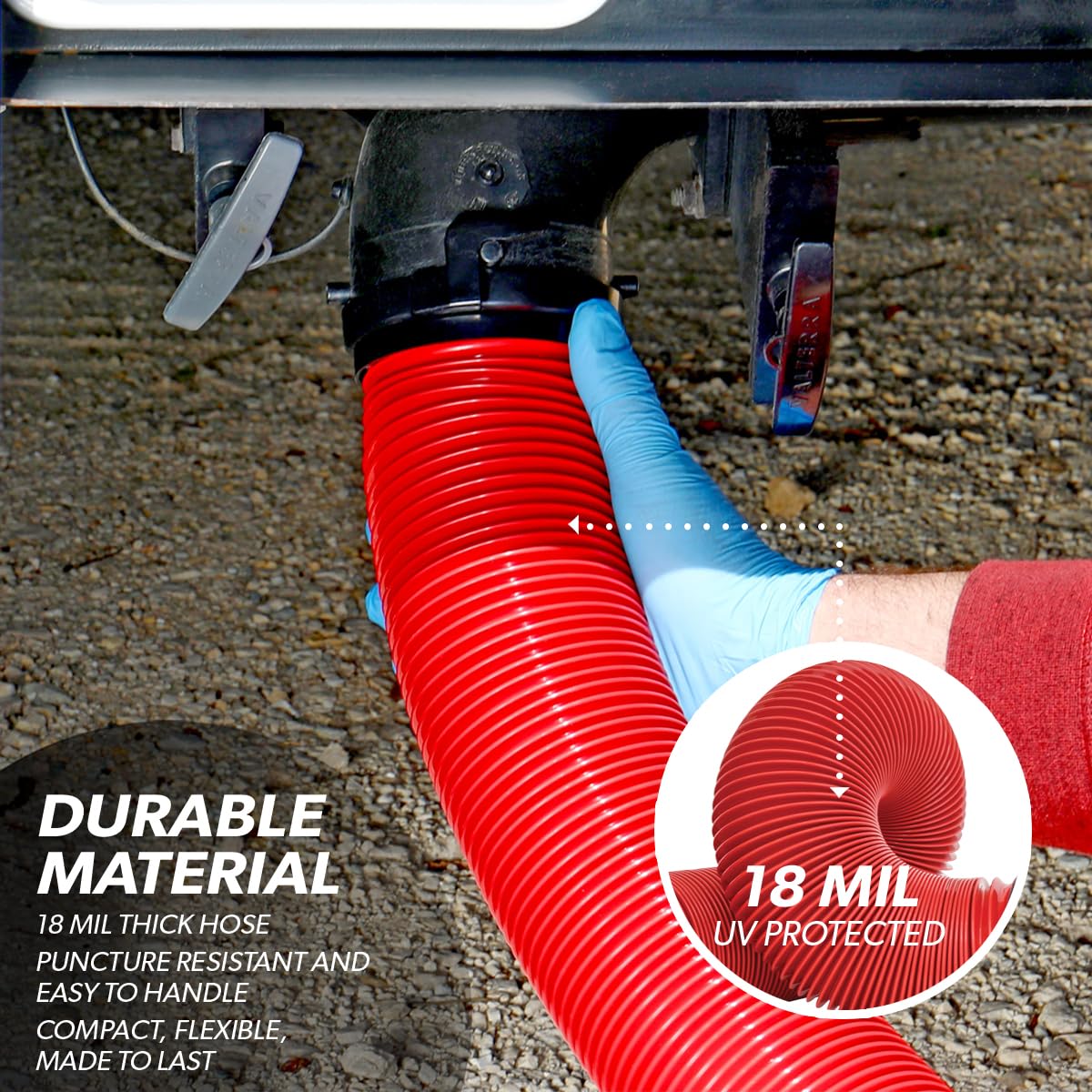 Valterra clear 90-degree adapter close-up for visible flow benefit