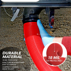 Valterra clear 90-degree adapter close-up for visible flow benefit