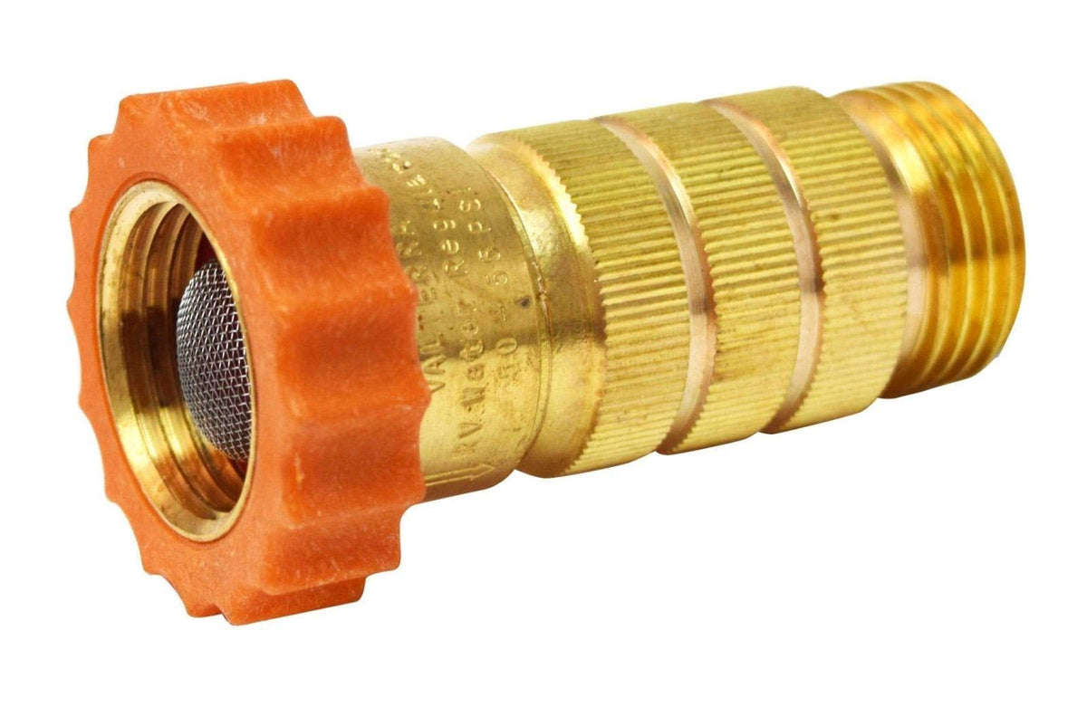 Valterra front view of brass regulator showing durable lead-free body and protection