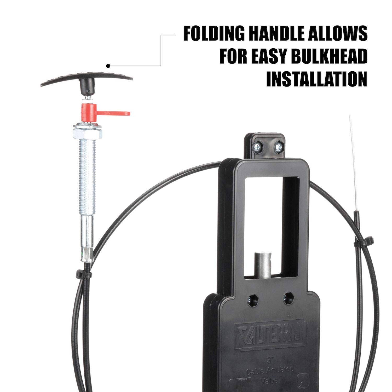 Valterra handle fed through bulkhead hole enabling easy access