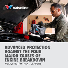 Valvoline being poured into engine showing easy, mess-free pour