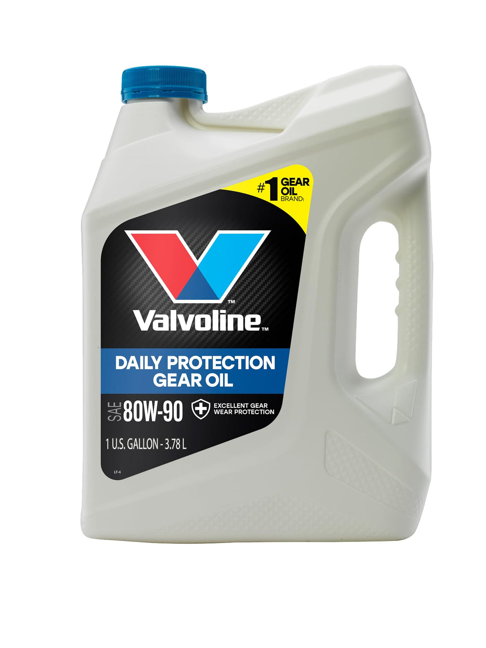 Valvoline 80W-90 front gallon showing packaging and quick identification benefit