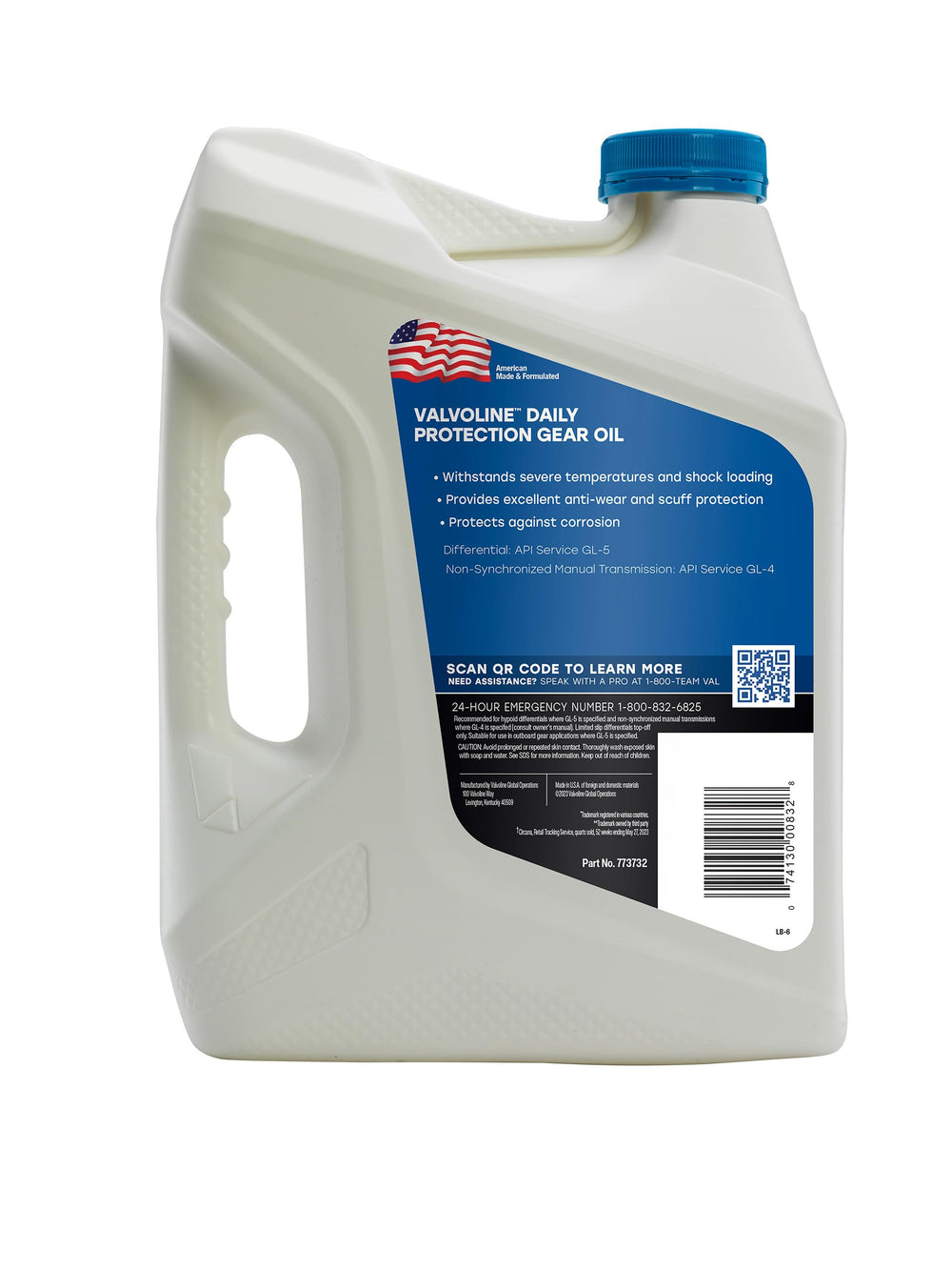 Close-up of Valvoline label highlighting specs and clear product information