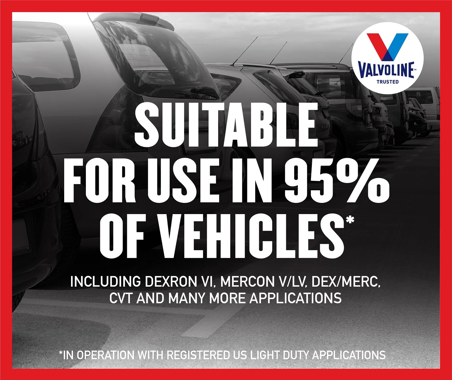Valvoline bottle beside an open engine bay showing compatibility and service-ready benefit
