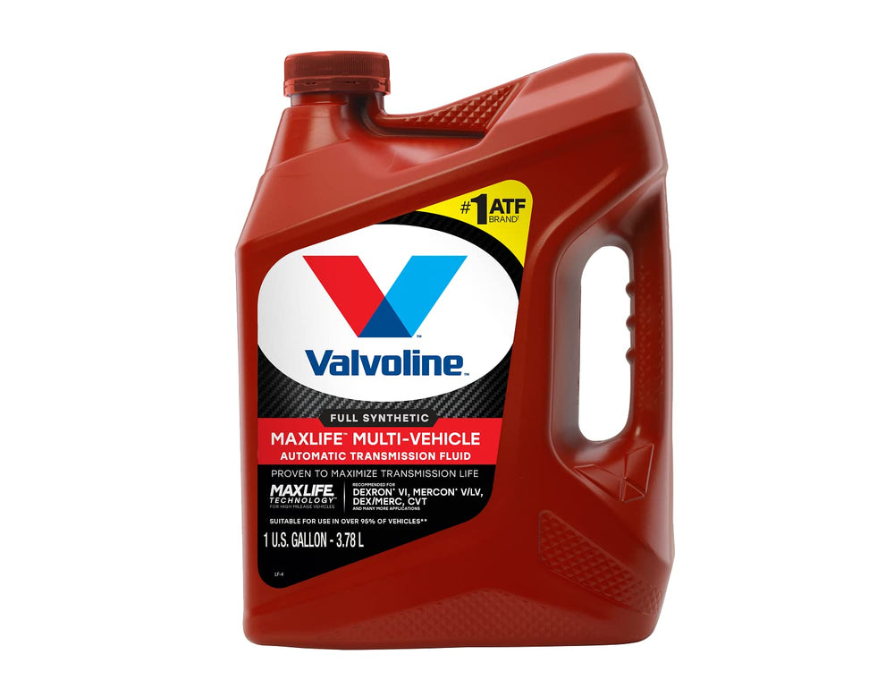 Valvoline single gallon ATF bottle close-up showing label and easy-grip handle benefit