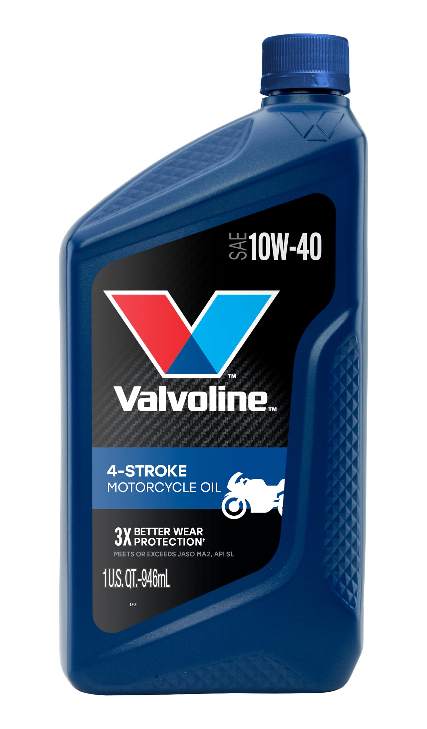 Valvoline bottle angled to highlight cap and embossed branding for easy grip