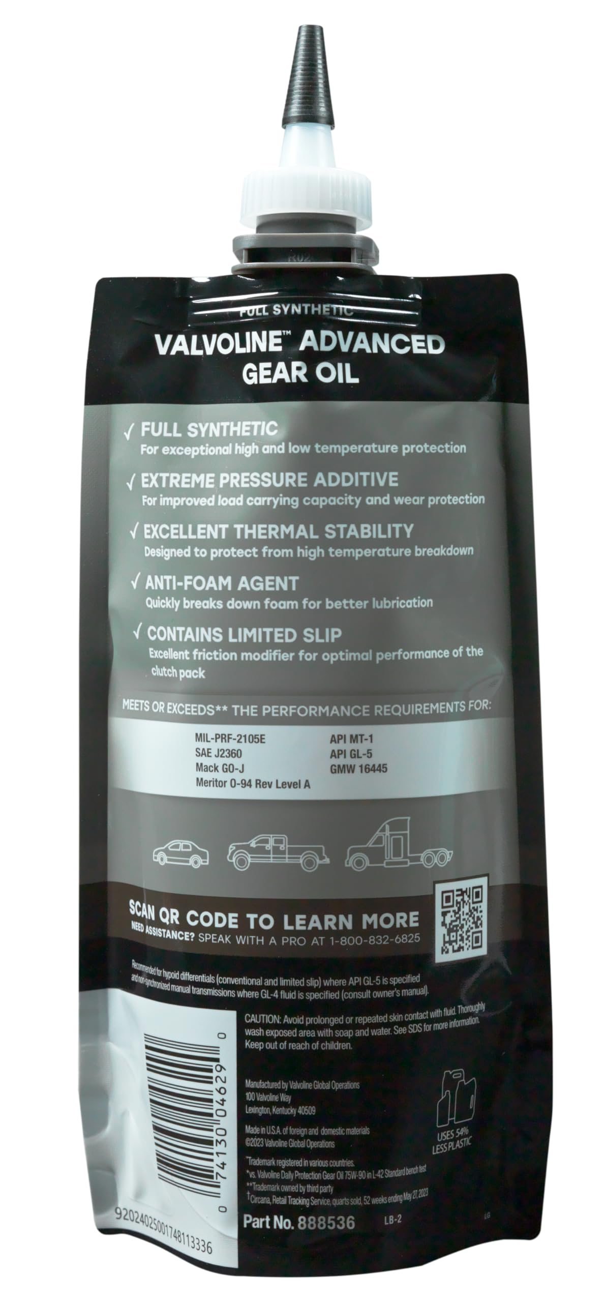 Valvoline Flexfill label close-up highlighting 75W-90 full synthetic benefits