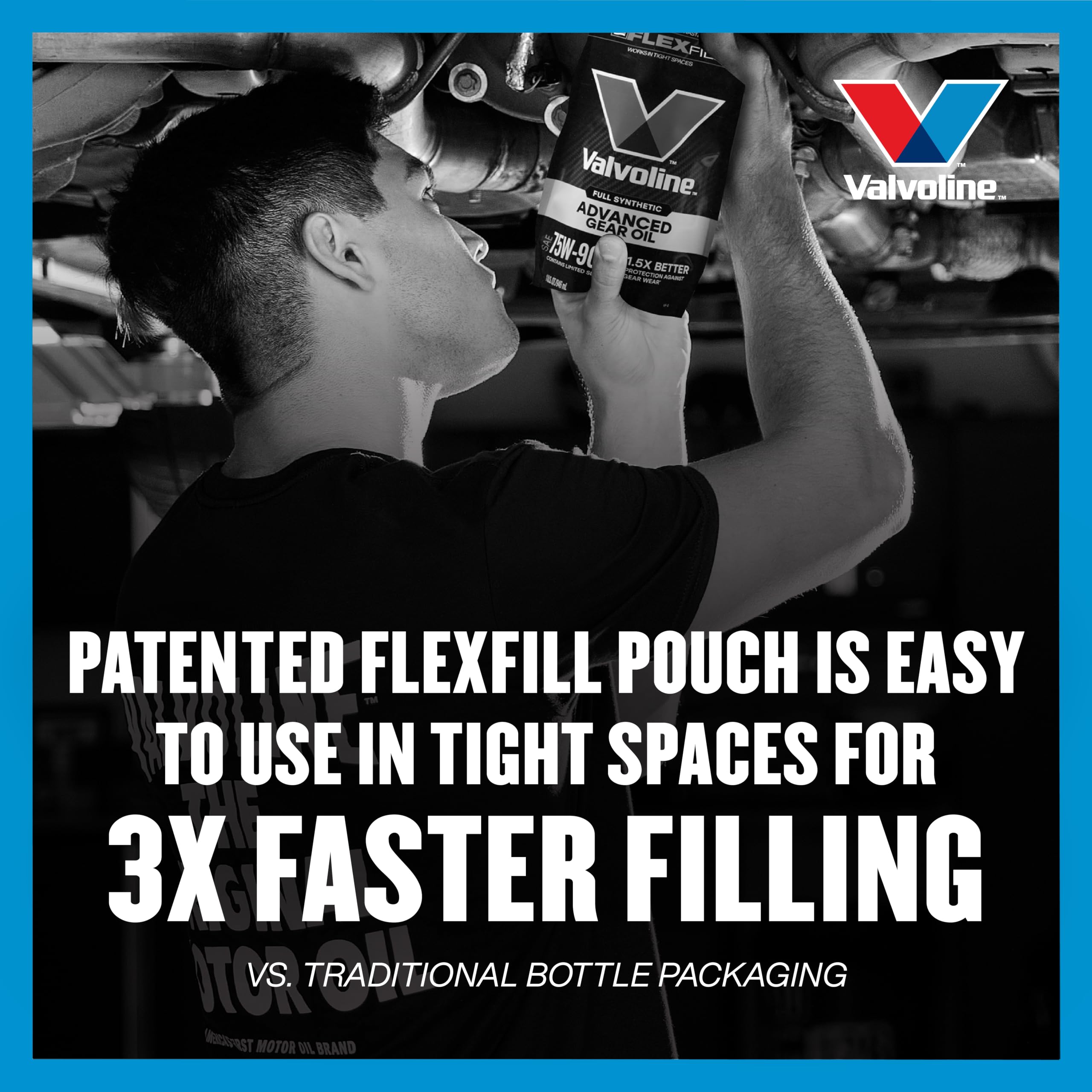 Valvoline oil texture close-up showing smooth synthetic sheen and lubricity