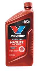 Valvoline MaxLife back label with specifications and approvals visible