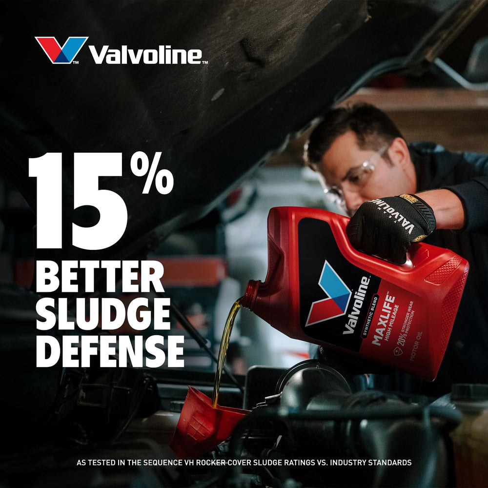 Valvoline MaxLife pouring into engine bay to show practical use benefit