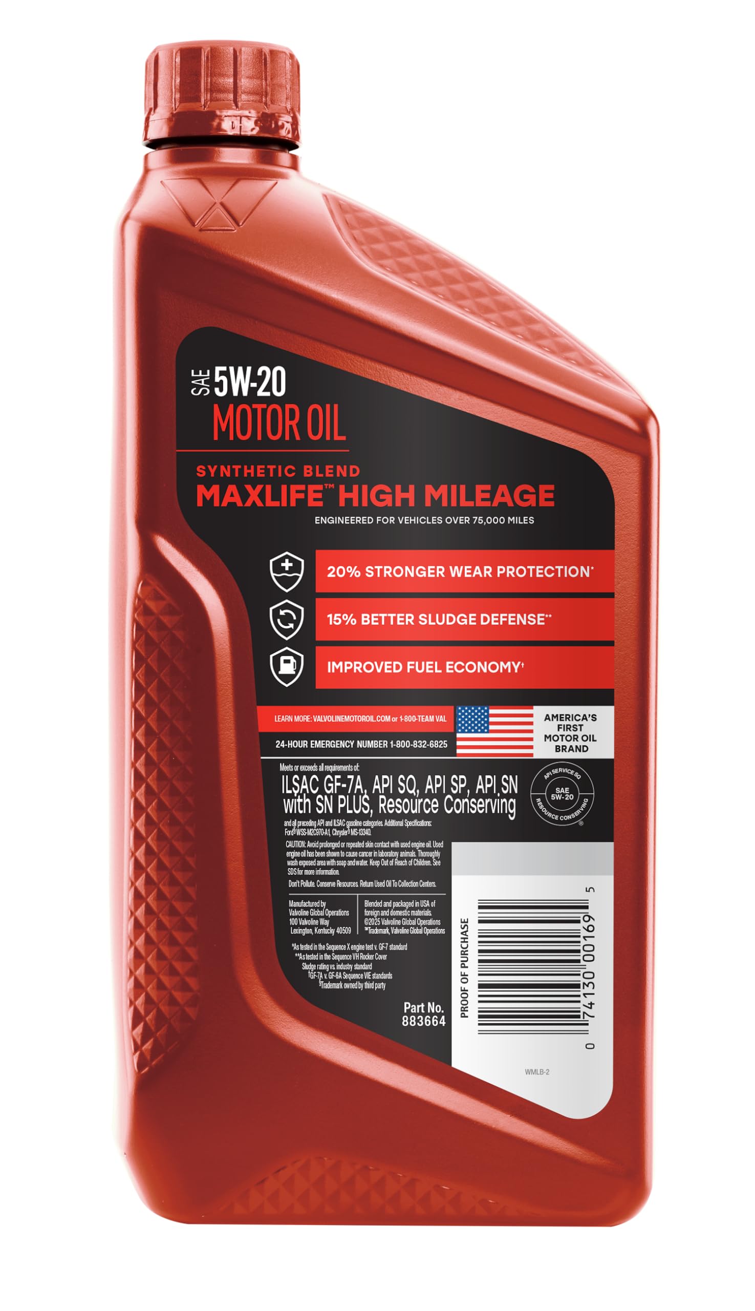 Valvoline MaxLife being poured from bottle illustrating easy pour spout