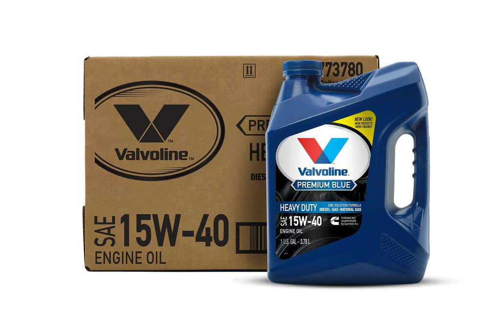 Valvoline Premium Blue front view showing gallon container and clear identification benefit