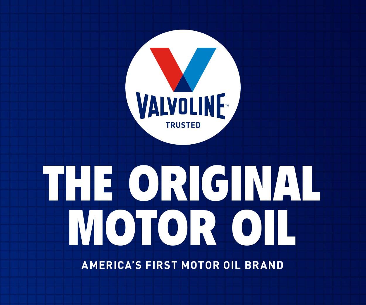 Pouring Valvoline Premium Blue from the spout demonstrating easy refill and spill control benefit