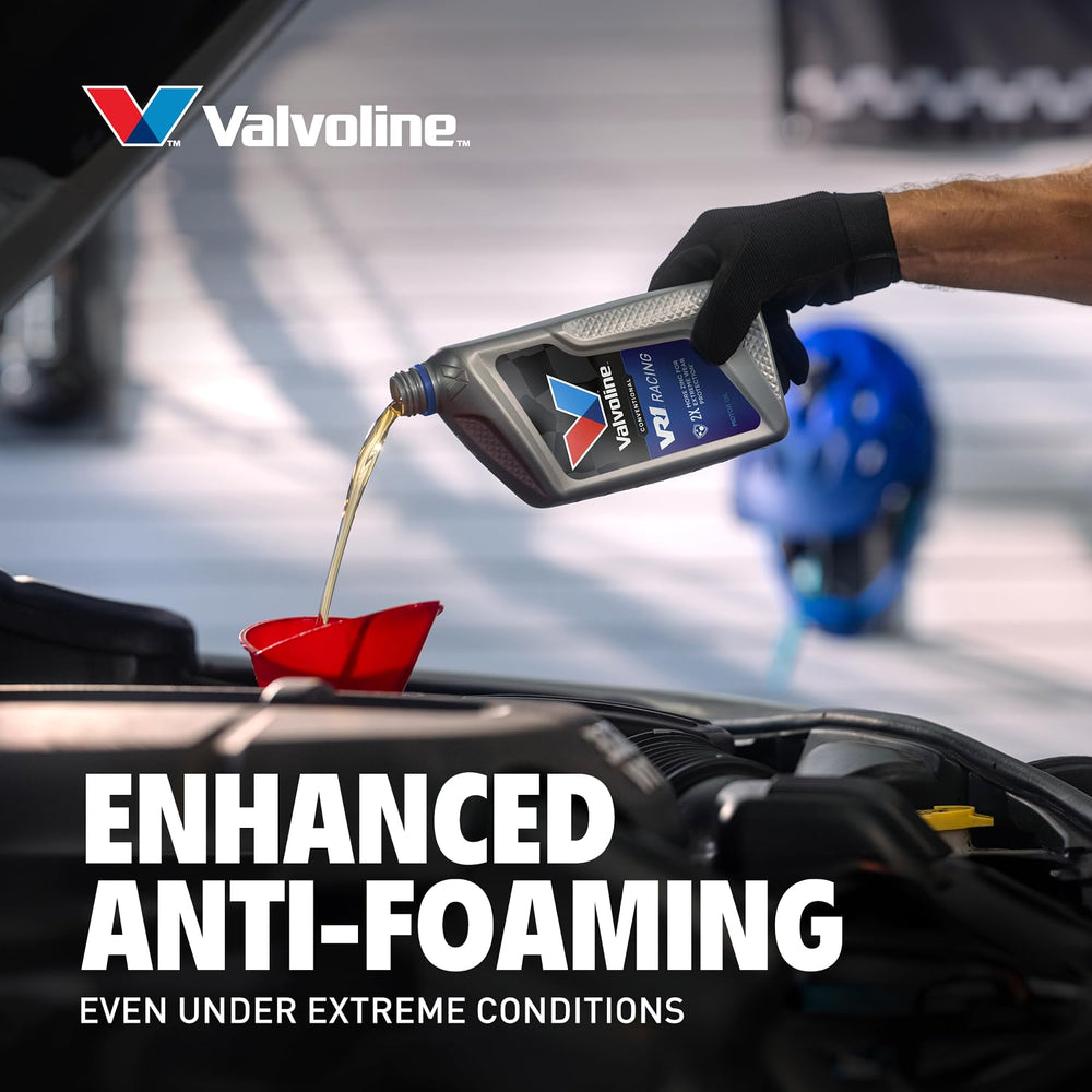 Valvoline VR1 quart beside a wrench for scale and easy storage