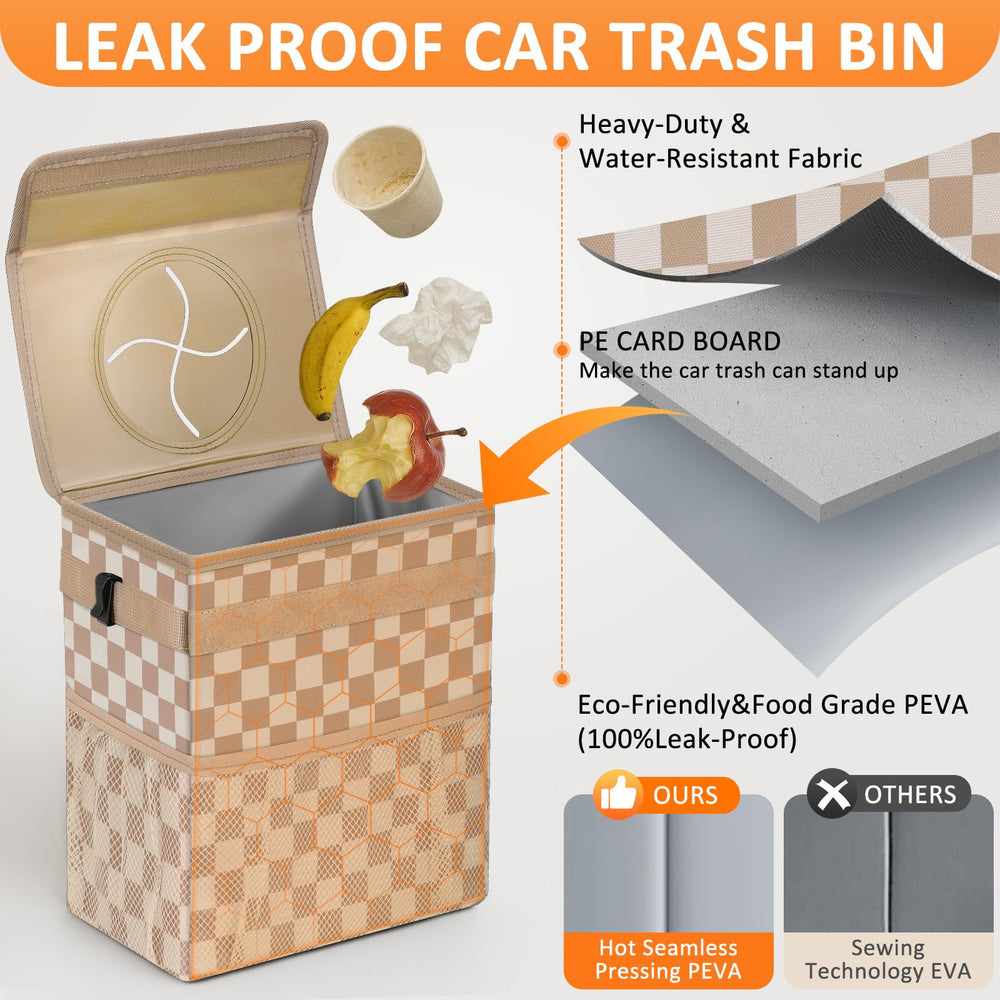 Vankor interior PEVA lining detail highlighting leak-proof, easy-clean benefit