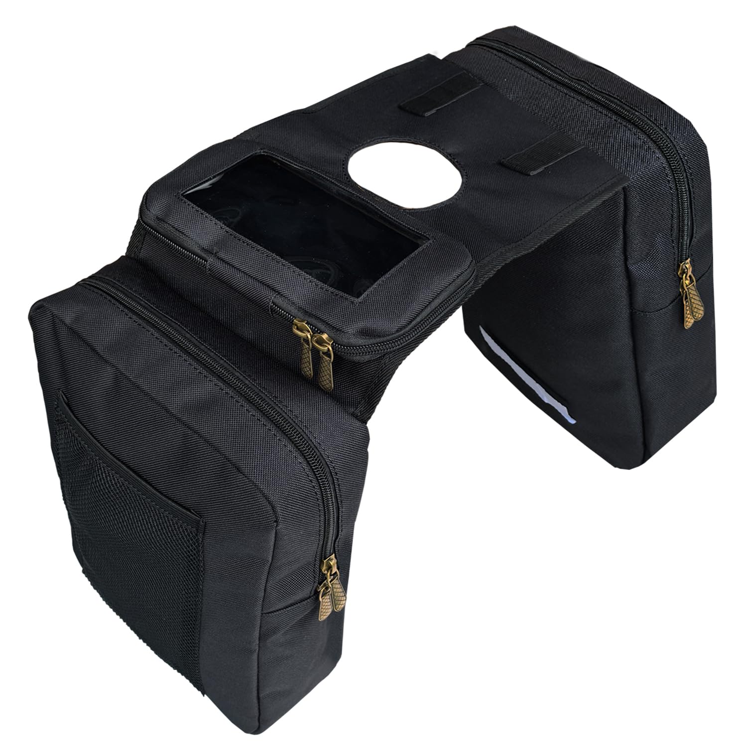 Vanlison front view of tank bag showing compact profile and secure storage benefit