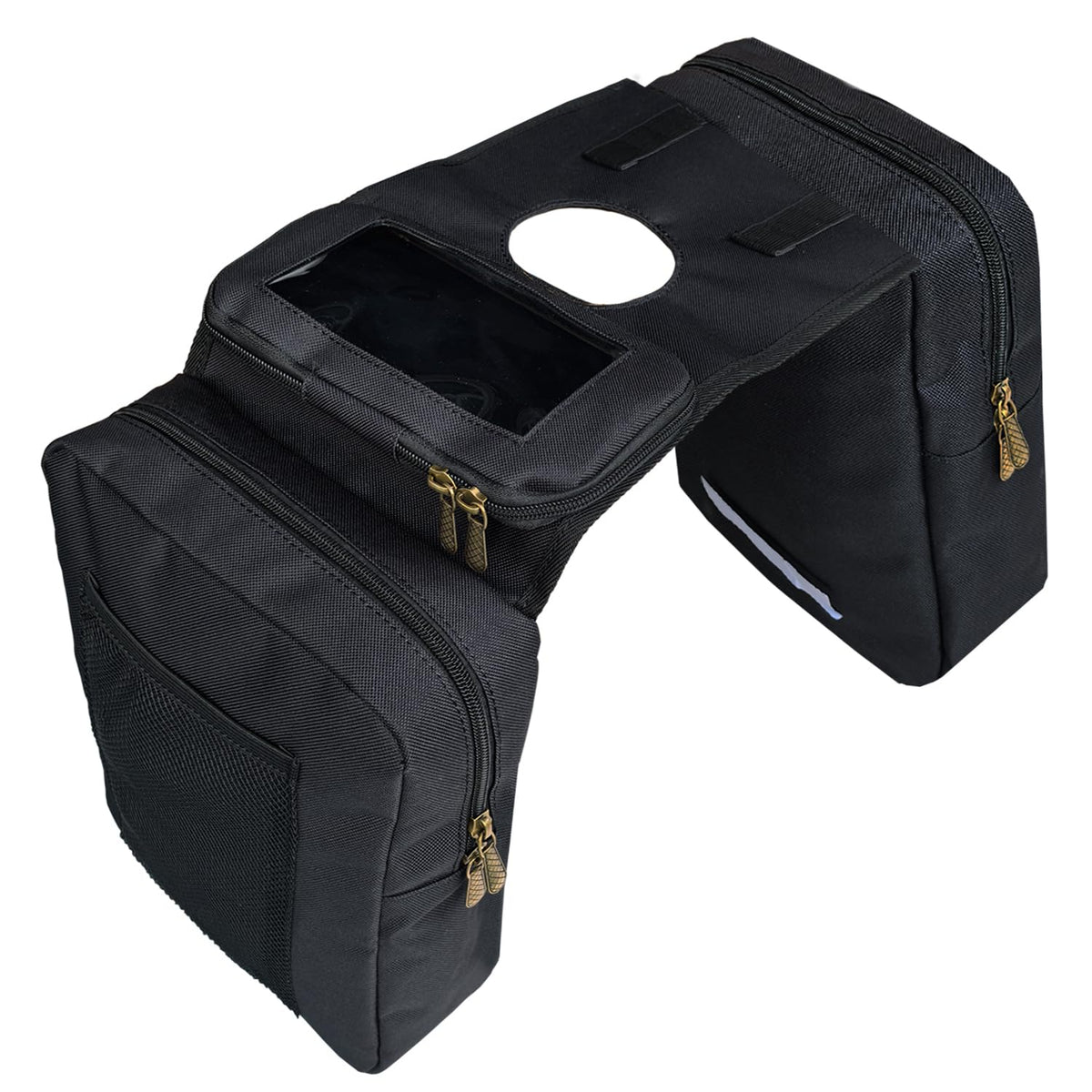Vanlison front view of tank bag showing compact profile and secure storage benefit