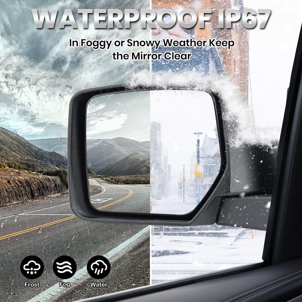 VANLOGY close-up of mirror glass highlighting clear view benefit