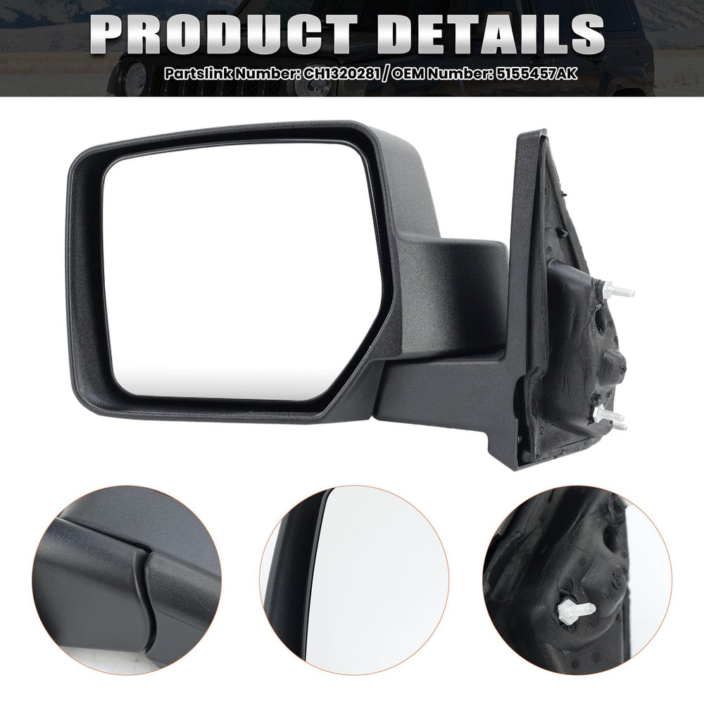 VANLOGY mirror mounted on Jeep Patriot demonstrating easy installation benefit