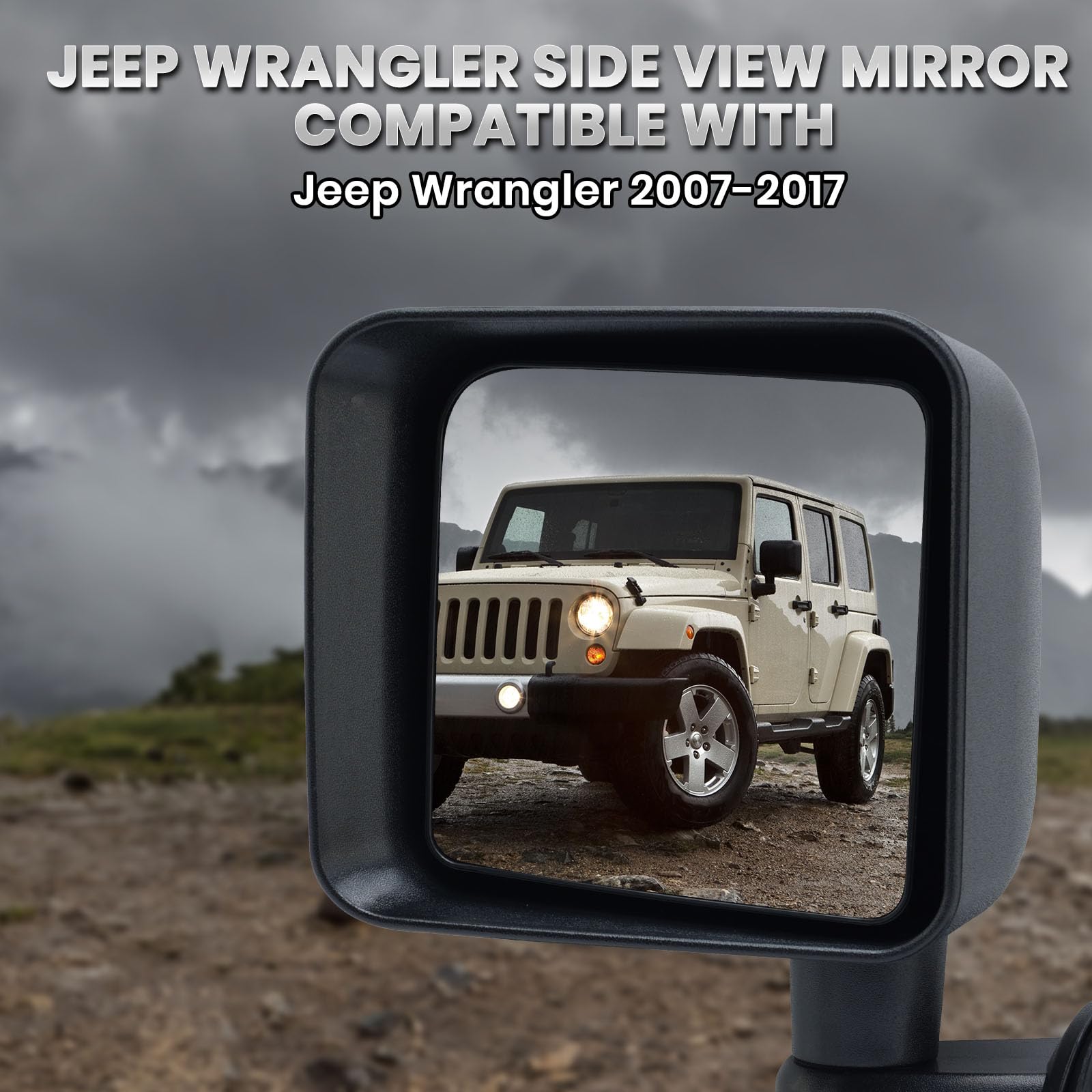 VANLOGY passenger-side mirror installed showing alignment and finish match