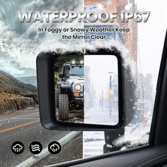 VANLOGY mirror mounted on Jeep door demonstrating correct alignment