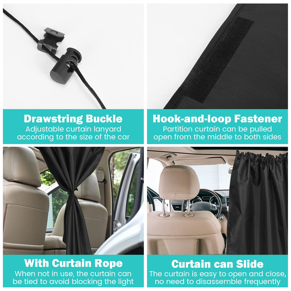 VANPET curtains installed in sedan interior providing private shaded cabin