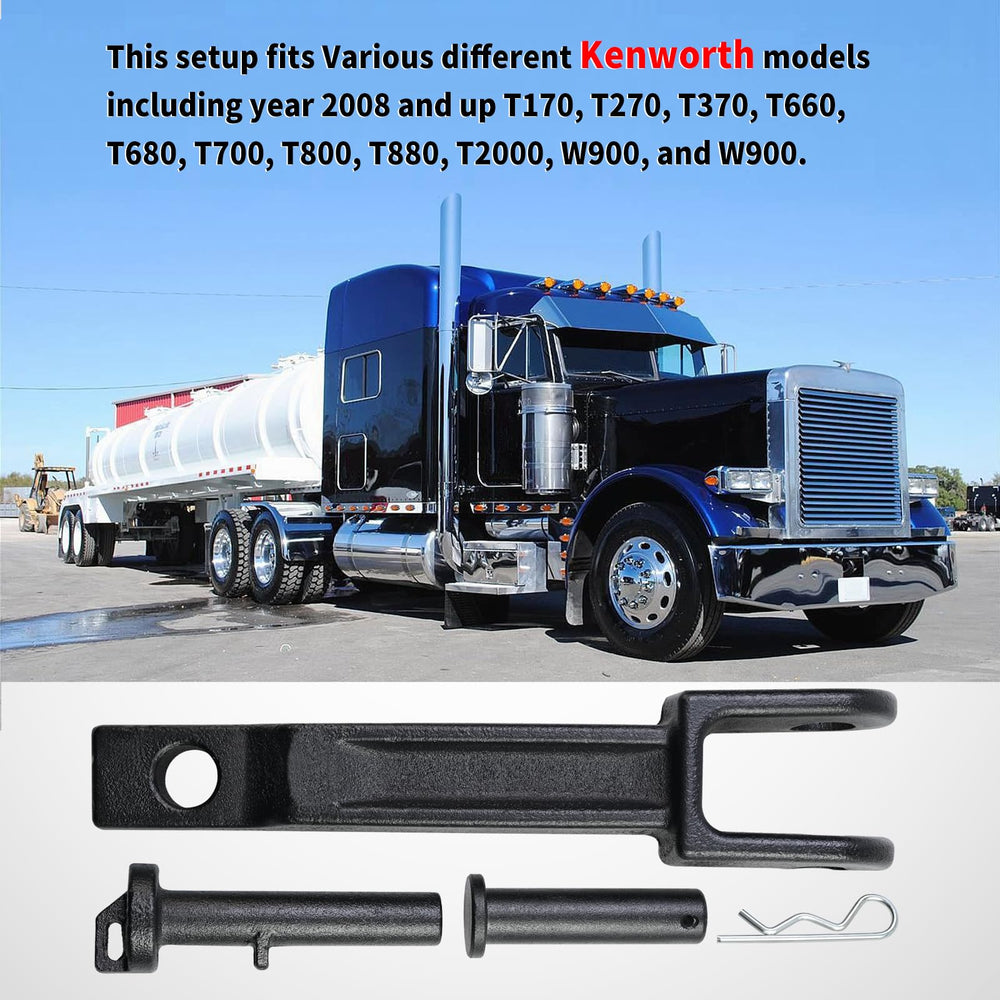 Vanshly tow hook installed on a Kenworth bumper, demonstrates proper real-world fitment