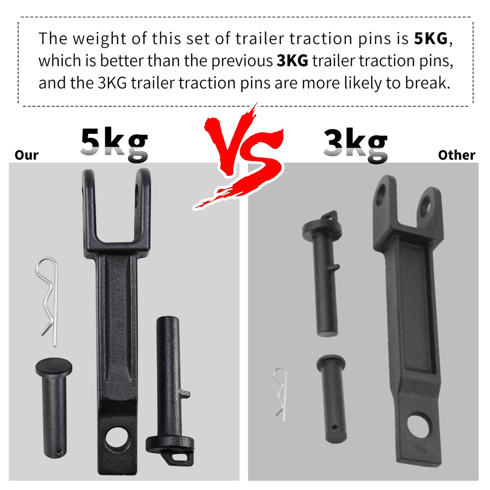 Vanshly tow hook and included pull and frame pins laid flat, simplifies parts verification