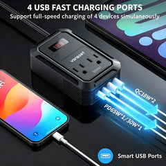 vansoet side view with two AC outlets for powering small devices