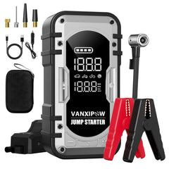 VANXIPOW front view showing jump starter and ports for fast roadside starts
