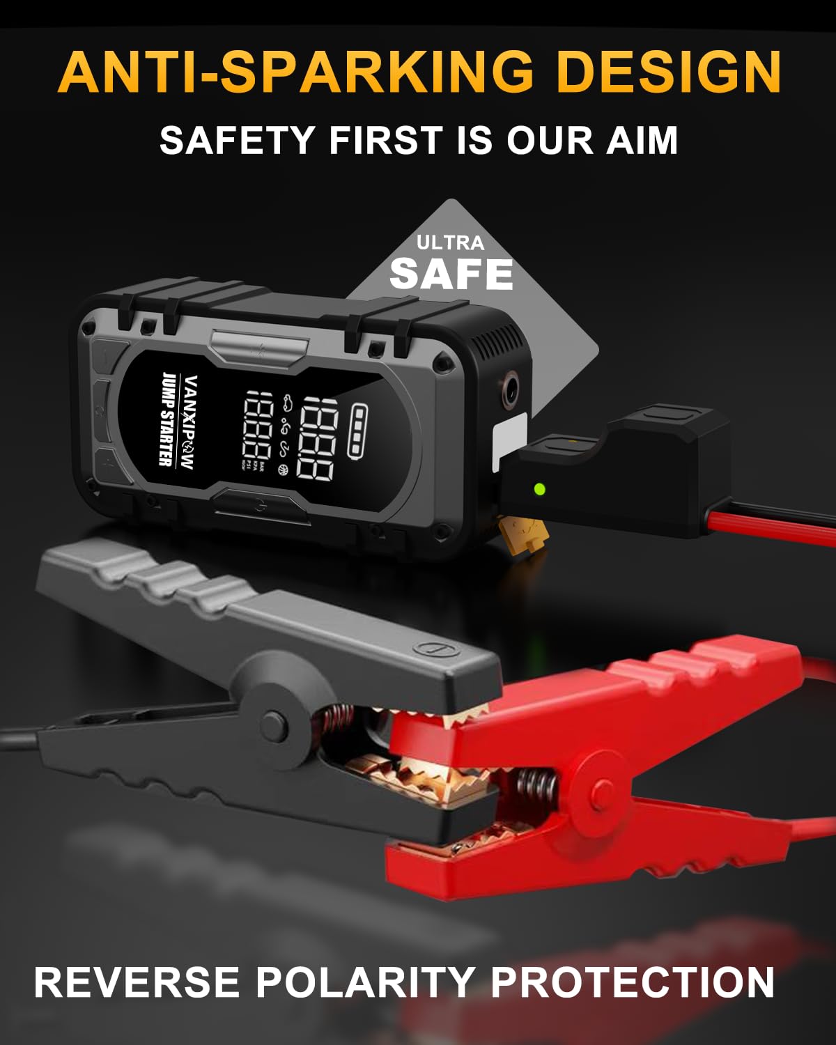VANXIPOW 600-lumen LED light illuminating road for visibility and safety