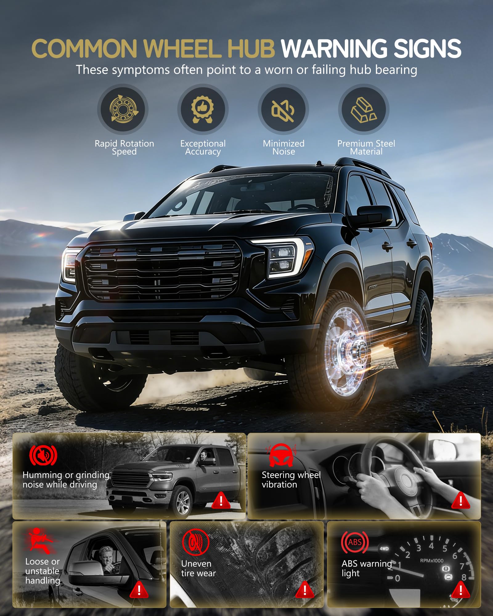 VASHEN hub installed on Chevy Silverado front wheel emphasizing restored steering confidence