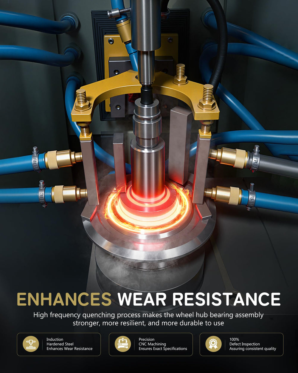 VASHEN hub bolted to steering knuckle demonstrating direct-fit replacement and improved handling